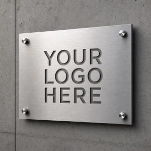 Custom Stainless Steel Logo Sign, Brushed Metal Business Sign, Personalized Company Logo Plaque, Office Wall Sign, Modern Storefront Sign