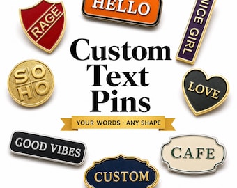 Custom Text Enamel Pin, Personalized Word Lapel Pin, Custom Name Badge, Raised Metal Letter Pin for Business, Gifts & Events