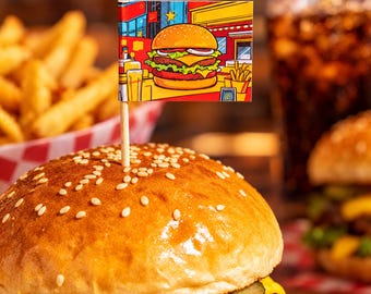 Custom Toothpick Flags with Logo, Personalized Food Picks for Cupcakes, Burgers, Parties, Weddings, Cafes & Restaurants