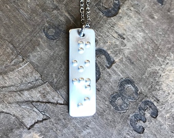 Braille Necklace Personalized Pendant Aluminum Custom Braille Message secret message pendant on stainless steel chain