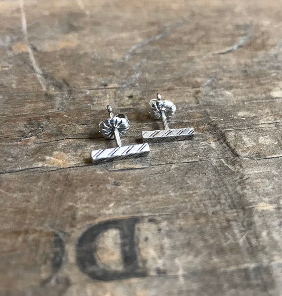 Tiny Bar Earrings Silver Earrings Bar Stud Earrings Sterling Silver Stud Earring Handmade Sterling silver bar studs