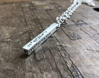 Solid Sterling Silver bar pendant only solid silver bar