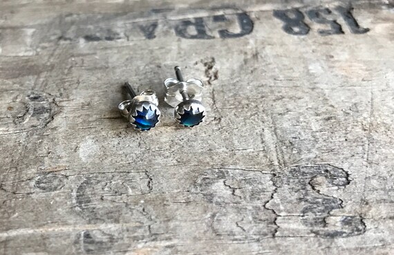 Paua shell Earrings Sterling Silver Gemstone Stud Earrings || Sterling Studs || Earrings Sterling Silver Small Earrings