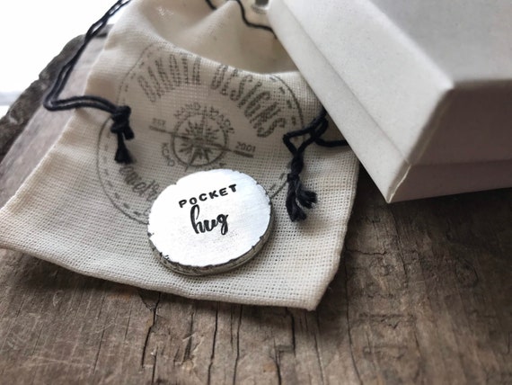 Pocket Hug Gift personalized pocket hug hand stamped with love pocket token of love back to school gift