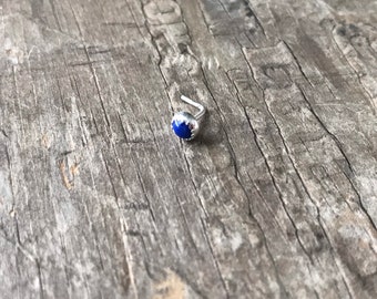 Handmade Blue Lapis Lazuli 4mm Nose stud nose ring solid sterling silver