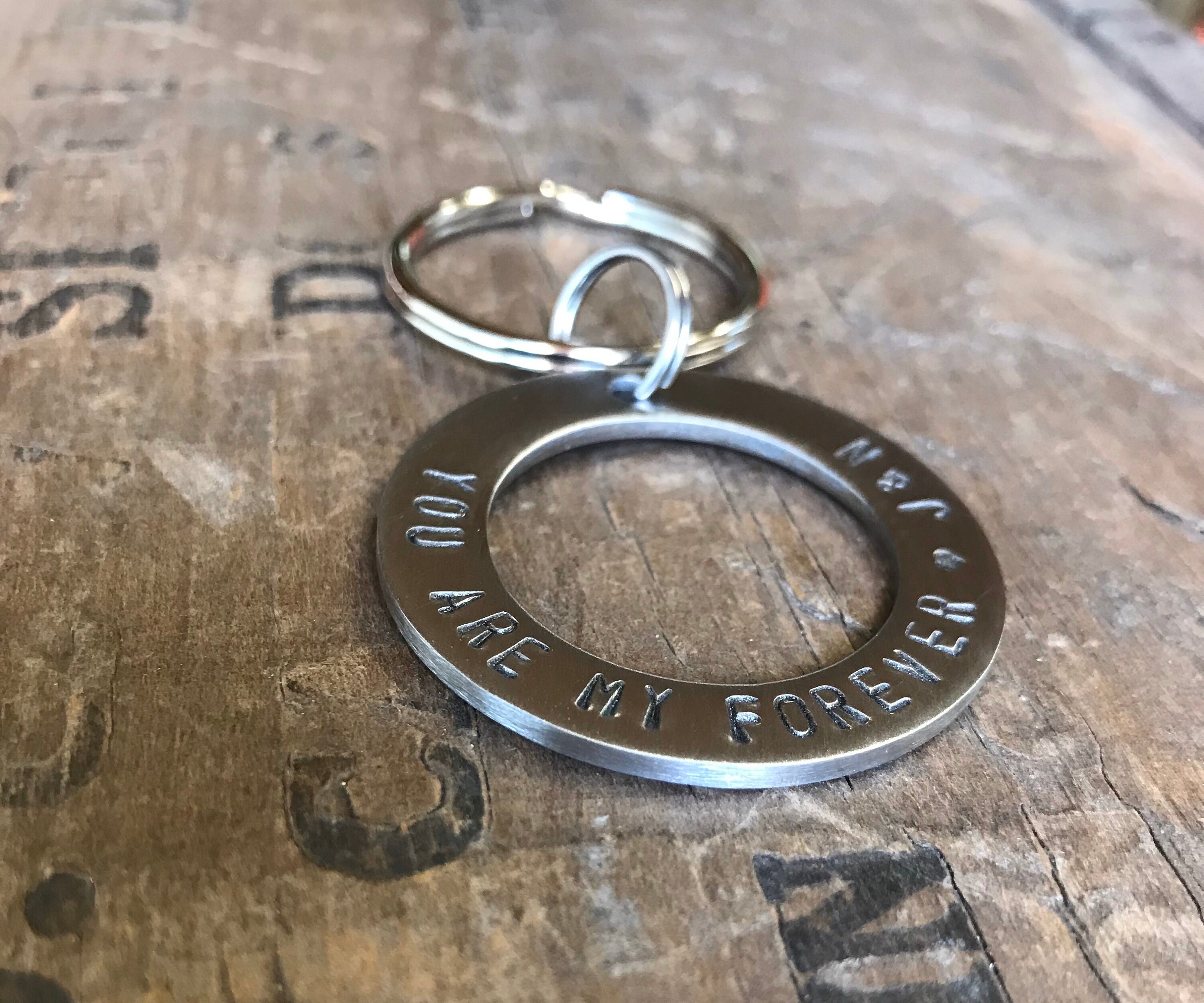 Mens Personalized Steel Keychain Solid Stainless Steel Anniversary Mens