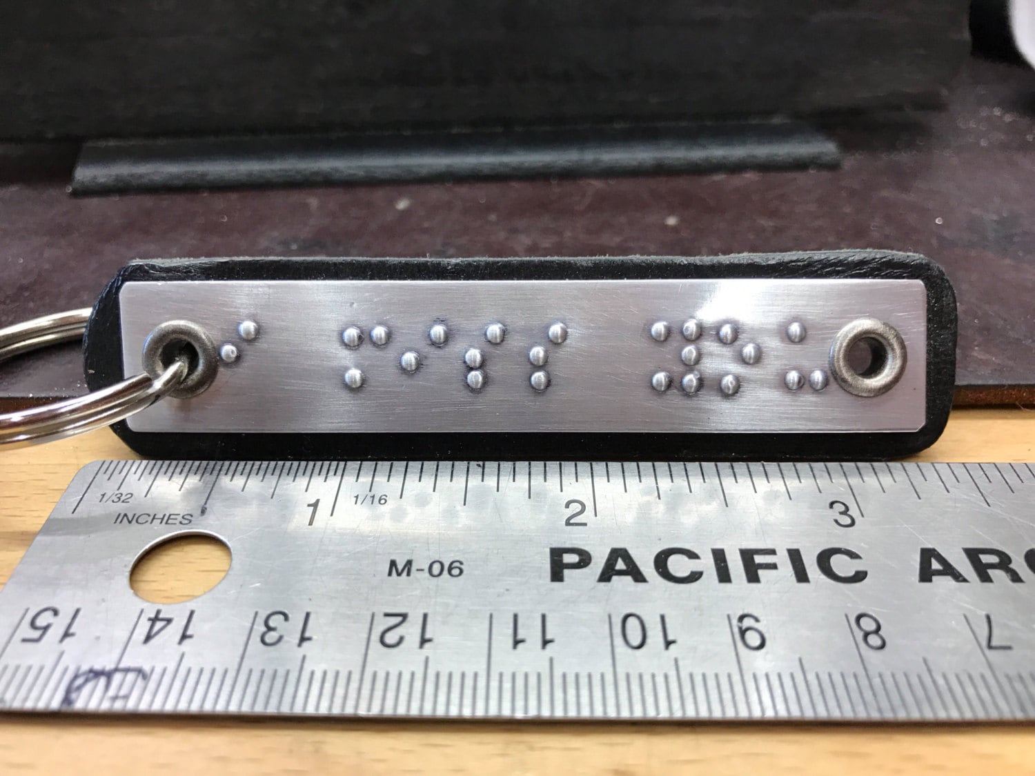 Personalized Braille keychain Personalized Leather keyfob Custom