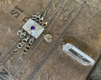 Handmade 4 Layered Necklace Separator sterling silver multi strand necklace separator with Amethyst one of a kind