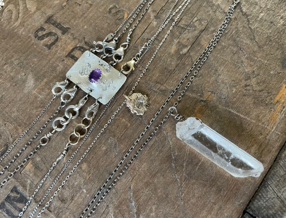 Handmade 4 Layered Necklace Separator sterling silver multi strand necklace separator with Amethyst one of a kind