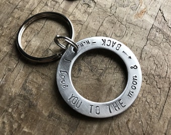 Mens Personalized Steel Keychain Solid Stainless Steel Mens Keyfob Custom Order Keychain