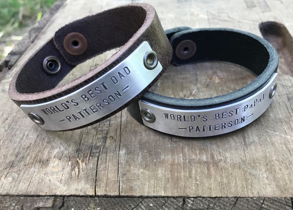 Personalized Men's Leather Bracelet Custom Bracelet YOU Design It - longitude latitude GPS coordinates names date roman numerals