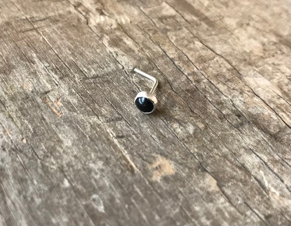 Handmade Black Onyx 4mm Nose stud nose ring solid sterling silver