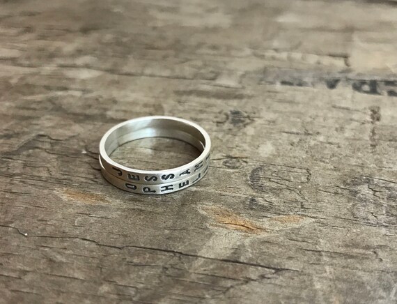 Personalized Mom Rings Skinny Stacking Name Rings Womens Sterling Silver with custom Kid's Names