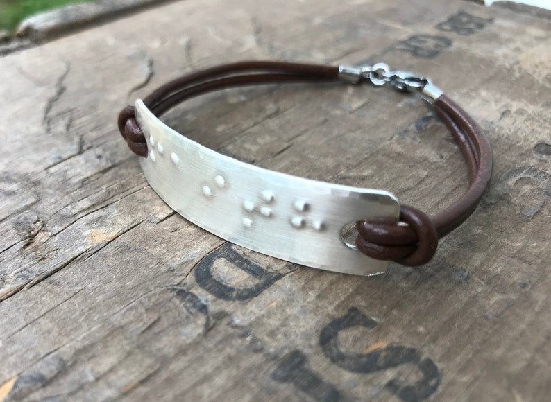 Silver Braille Bracelet Personalized Sterling Silver Handmade