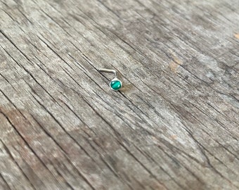 Tiny Green Nose Stud green gemstone Handmade Malachite 3mm Nose stud nose ring solid sterling silver