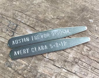 Fathers Day Gift under 20 Personalized Mens Collar Stays Men's Custom Stainless Steel Collar Stay Set Dad Gift Wrapped