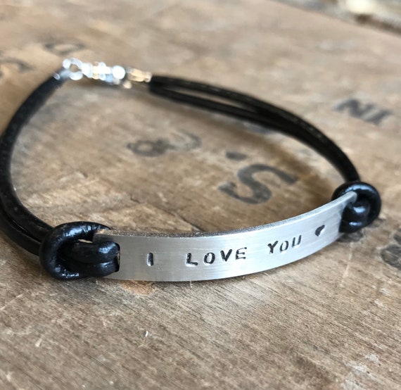 Personalized Leather Bracelet || Personalized Friendship Bracelet Custom Message on stainless steel & leather