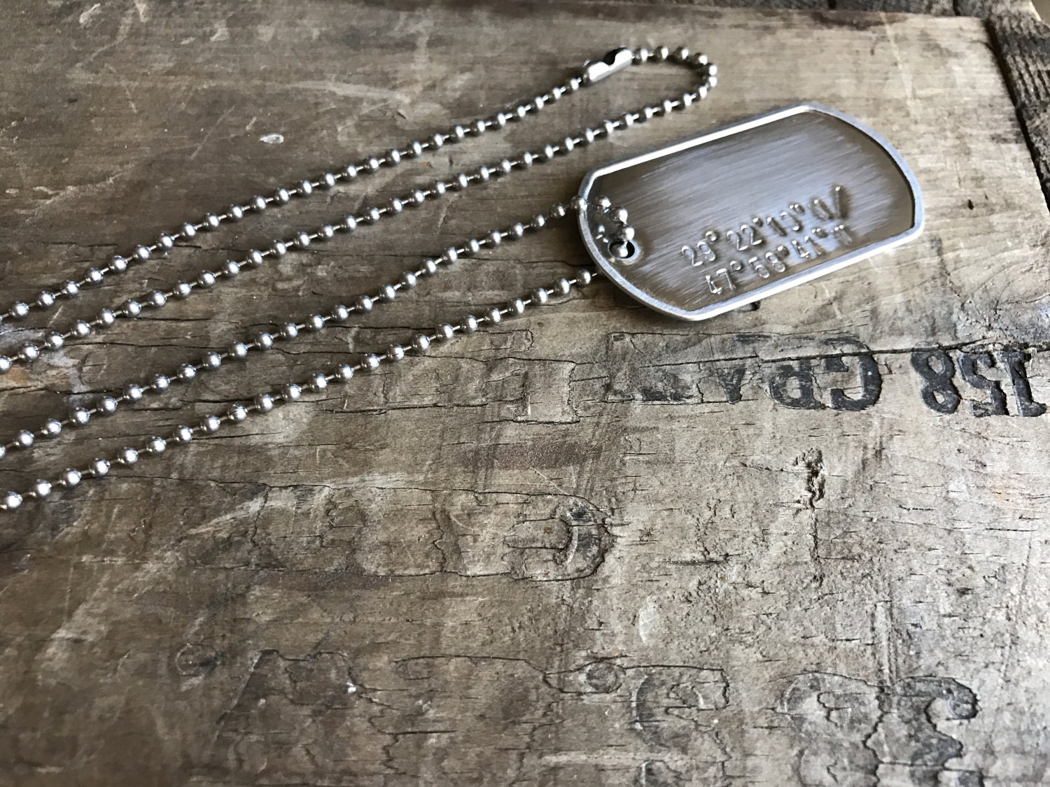 2 GPS Dog tags Necklace Stainless Steel Personalized Men's Coordinates