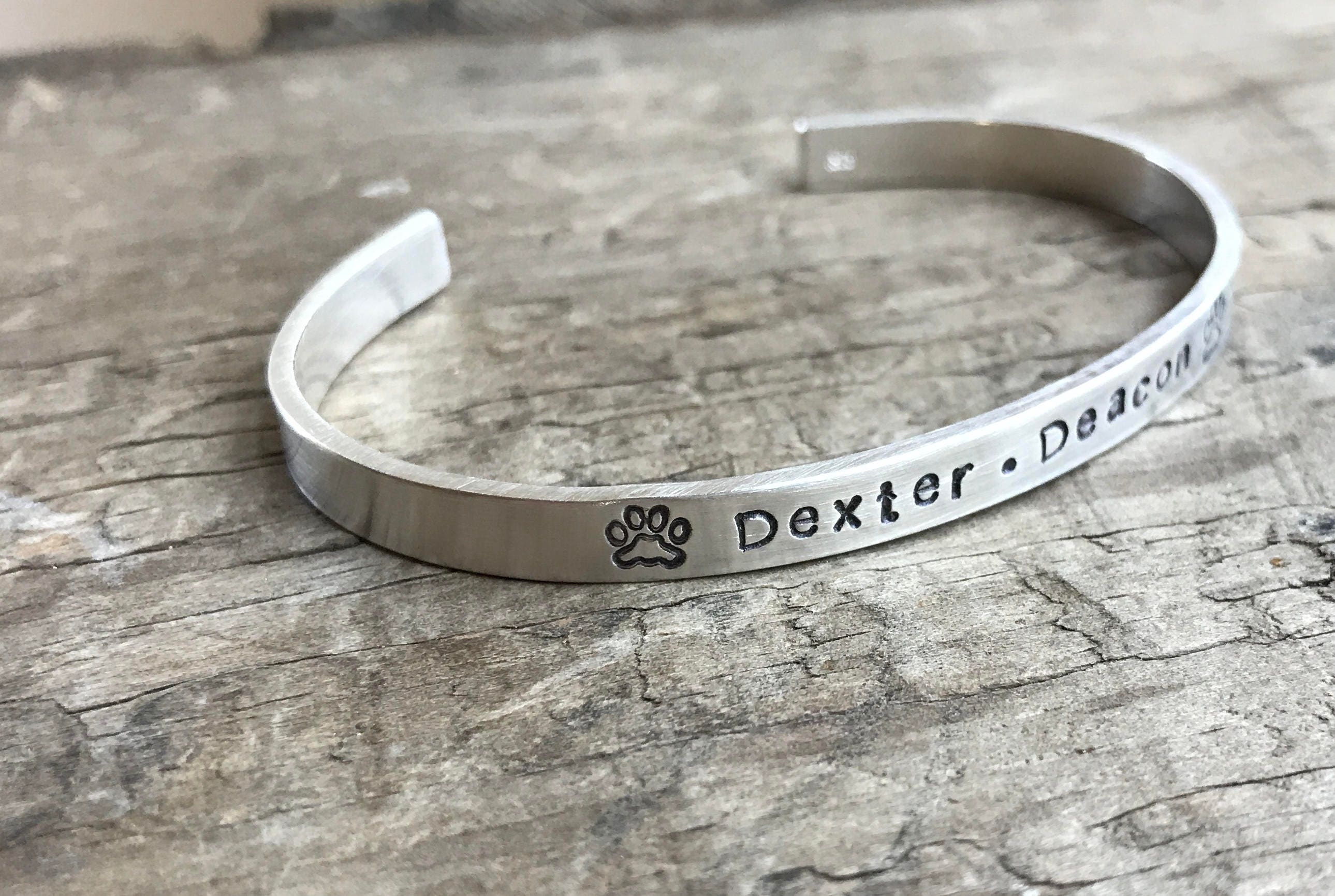 Pet Memorial In Memory Bracelet Personalized sterling silver Fur Baby
