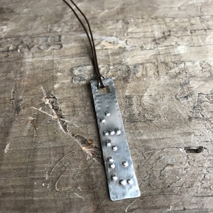 Silver Braille Necklace Personalized Pendant Sterling Silver Custom Braille Message secret message pendant image 1
