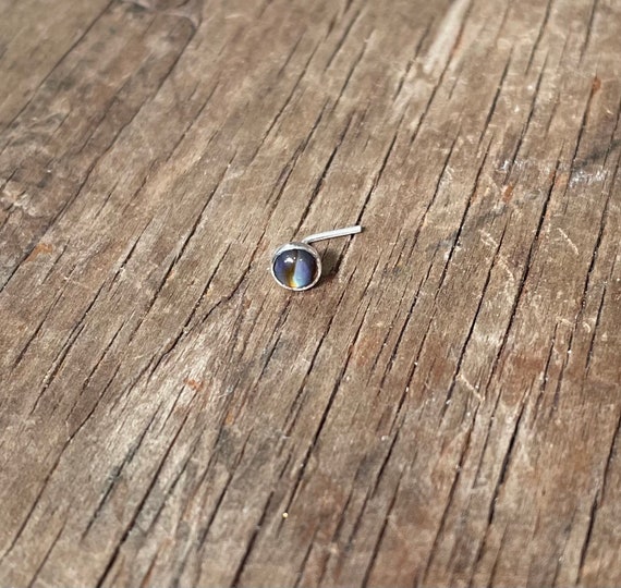Paua Shell Nose Stud Handmade Nose stud nose ring solid sterling silver 4mm Paua shell