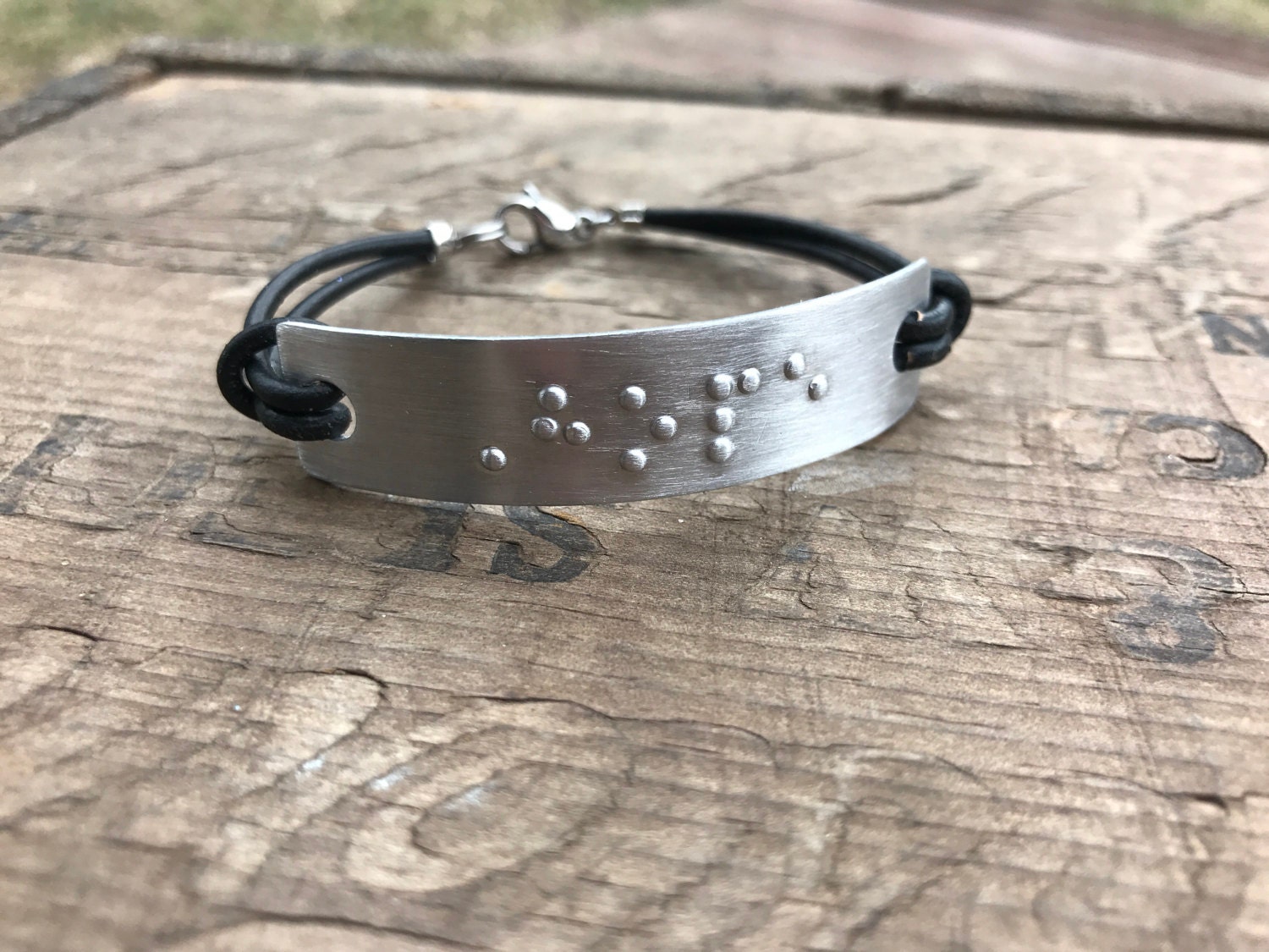 Custom Braille Gift keychain Personalized Leather keyfob Custom Braille