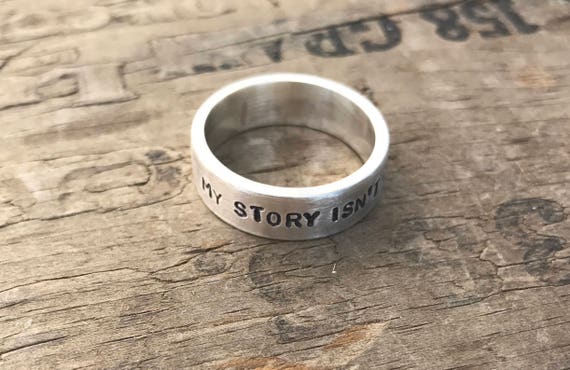 My story isnt over yet ; Personalized Mens Ring Sterling Silver Rustic Band Solid Sterling Silver Rustic Ring Customize