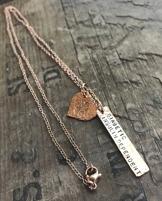 Rose Gold Medical Jewelry Medical Alert Necklace Diabetic Alert