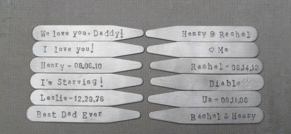 Groomsmen Gifts 6 Custom Collar Stay 6 sets of Personalized Collar Stays Men's Custom Collar Stay Set Free Gift Wrap