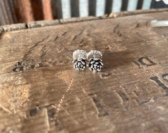 Sterling Silver Succulent flower stud earring Sterling silver handmade solid sterling silver 8mm flower earrings