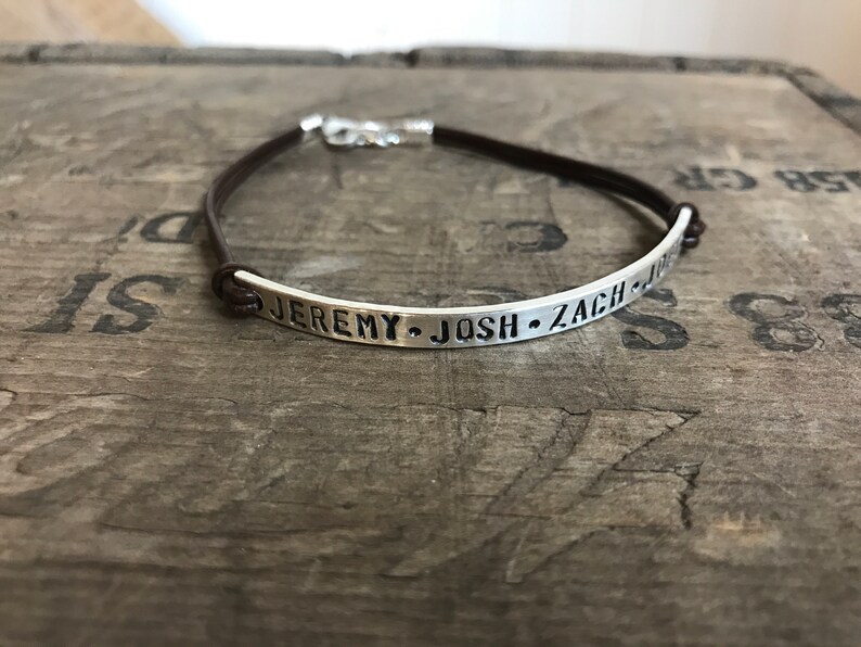 Personalized Women/'s Leather Sterling Silver Bracelet Custom Bracelet GPS Coordinates