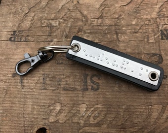 Custom Braille Gift keychain Personalized Leather keyfob Custom Braille Message