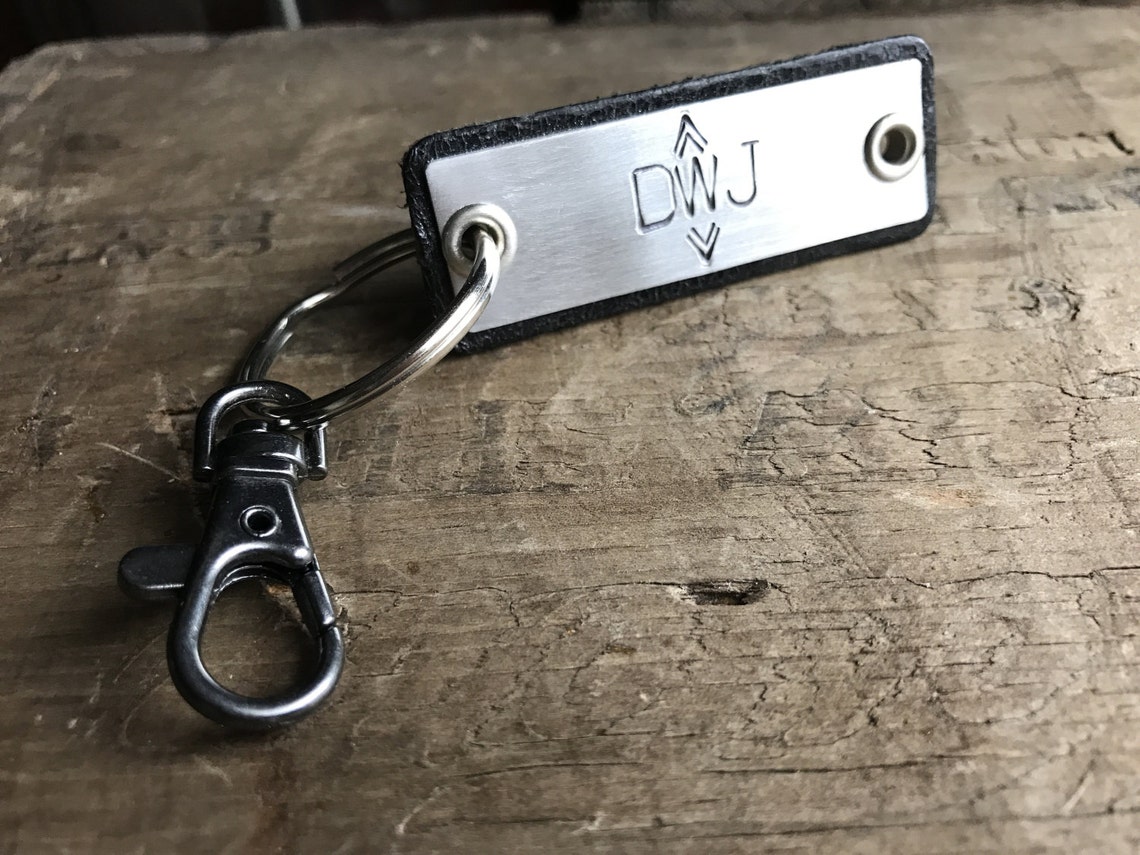 Men's Leather Keychain Custom Message Small Leather Etsy
