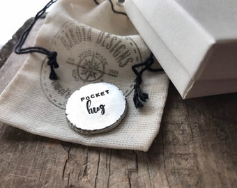 Pocket Hug Gift personalized pocket hug hand stamped with love Custom pocket hug token of love