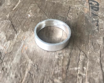 Mens Ring Wedding band || Rustic Solid Brushed Sterling Silver Ring Band