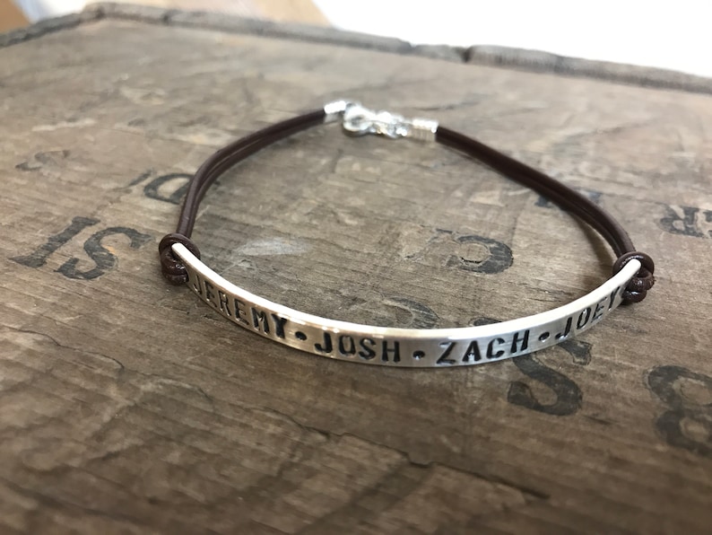 Personalized Women/'s Leather Sterling Silver Bracelet Custom Bracelet GPS Coordinates