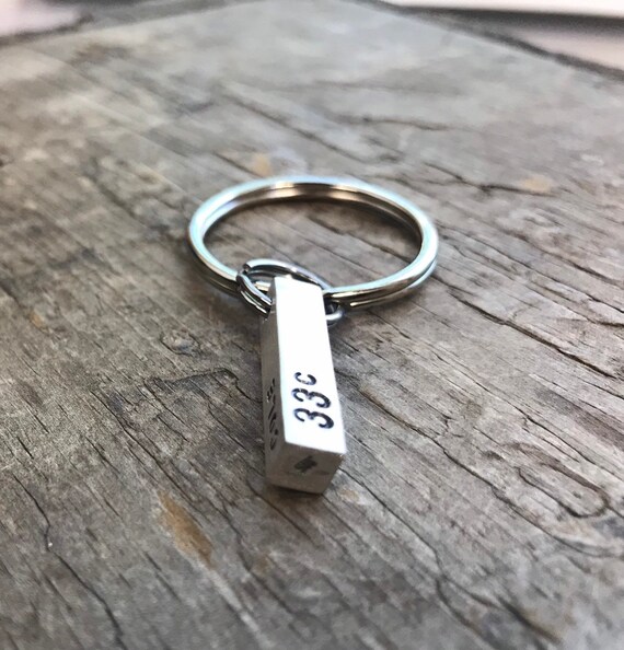 Luxury Holiday Gift Men's Silver Personalized Keychain Sterling Silver Bespoke Mens SOLID Bar keyring 4 Sided Dad key fob bar dad gift