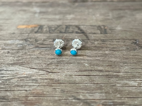 U.S. Turquoise Earrings Sterling Silver Gemstone Stud Earrings || Sterling Turquoise Studs || Earrings Sterling Silver Small Earrings