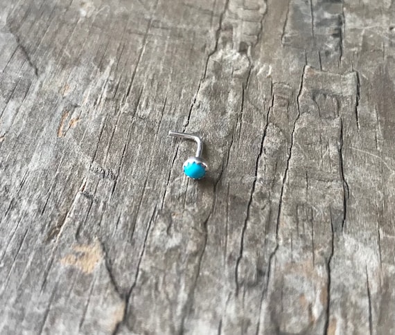 Handmade Kingman Turquoise 3mm Nose stud nose ring solid sterling silver