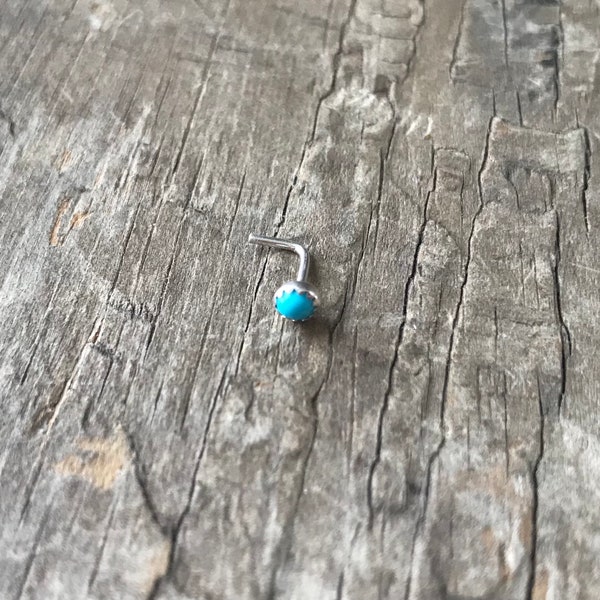 Handmade Kingman Turquoise 3mm Nose stud nose ring solid sterling silver