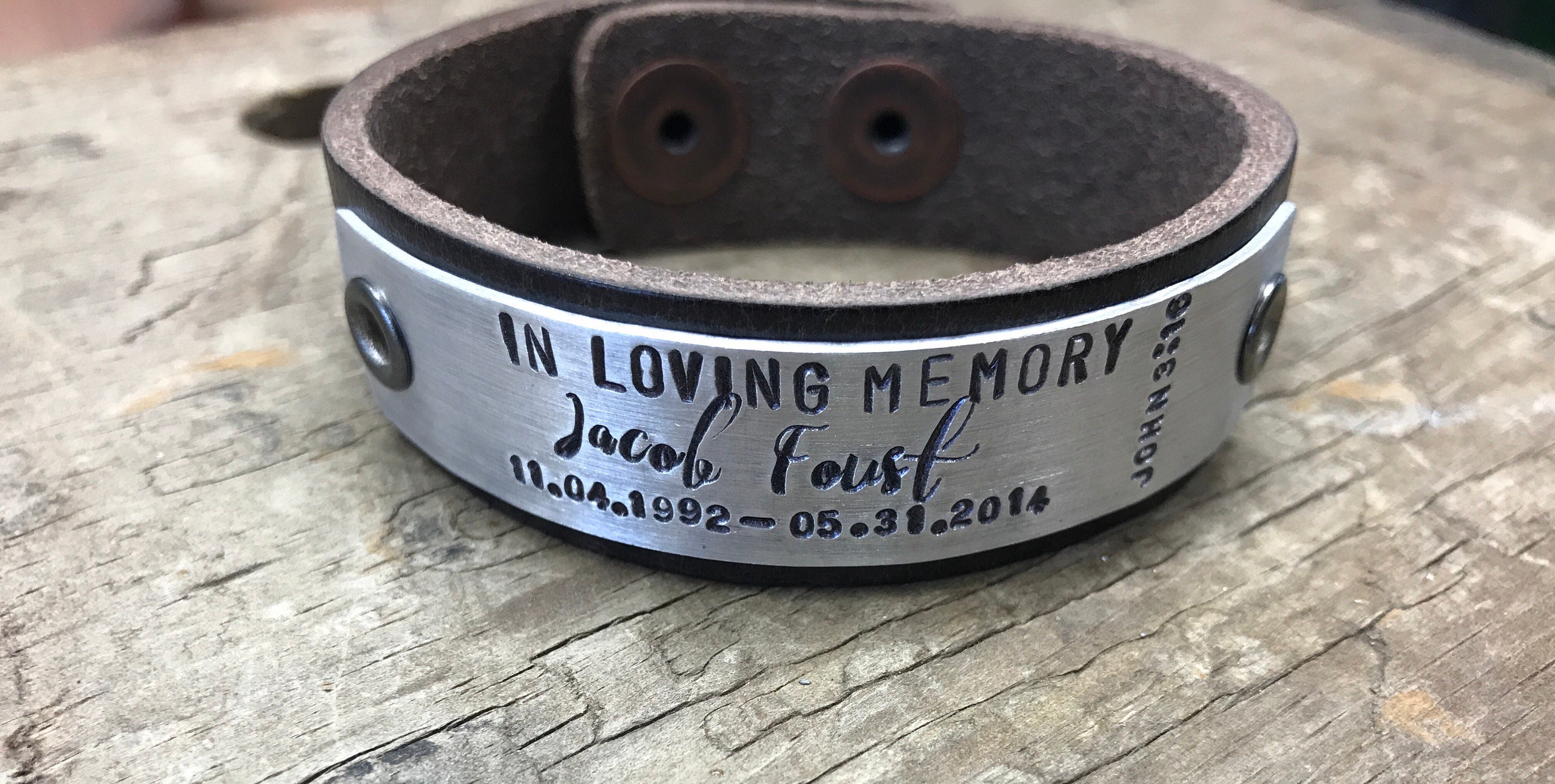 Memorial Bracelet In Memory Personalized Tribute Leather Bracelet