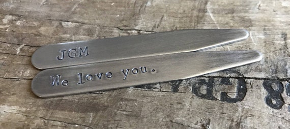 Personalized Collar Stays Men's Custom Collar Stay Set Groom I love you Gift Wrapped