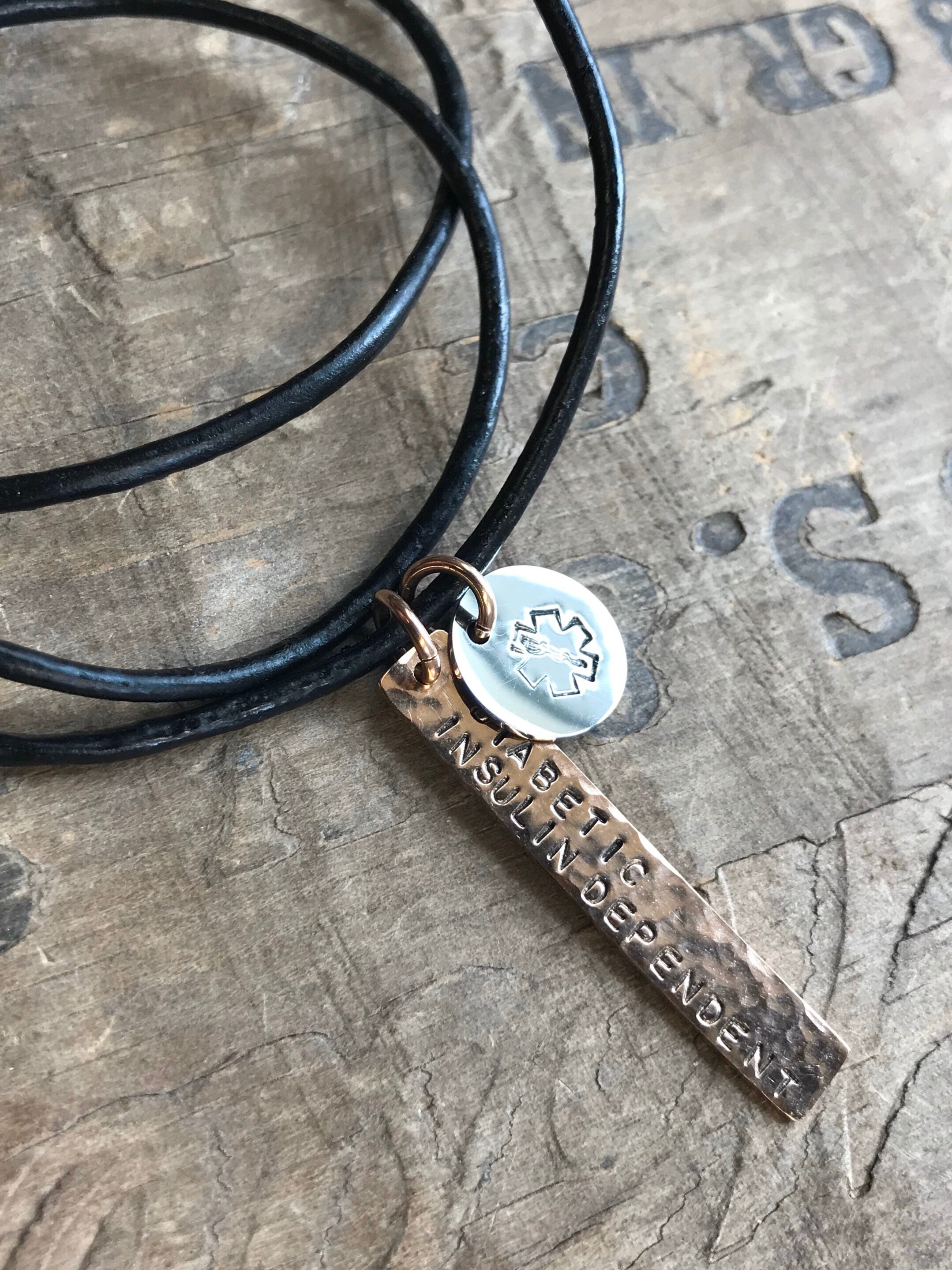 Leather Medical Necklace Mens Medical Jewelry Medical Alert Necklace