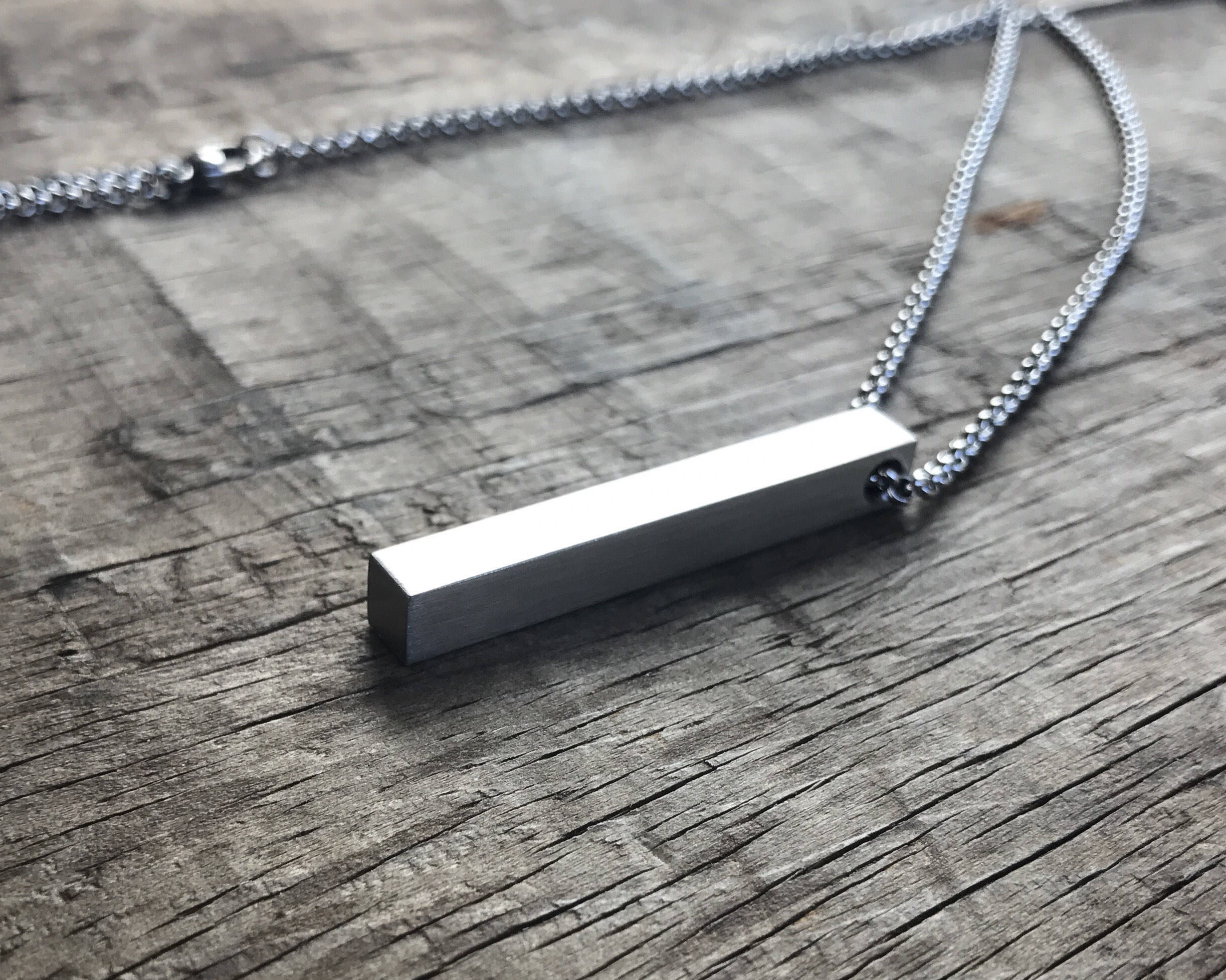 Mens Necklace Mens Personalized Necklace Stainless Steel Bar Necklace 4