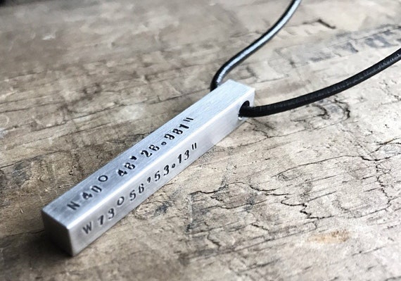 Holiday Mens Personalized Necklace Stainless Steel Bar Necklace 4 Sided Dad Fathers Day gift Hipster Daddy Necklace bar keychain