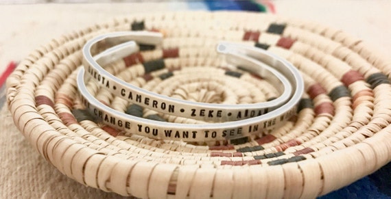 Custom Mom Grandma silver bracelet- Stack cuff bracelet - You design it! Personalized stacking cuffs for mom and grandma