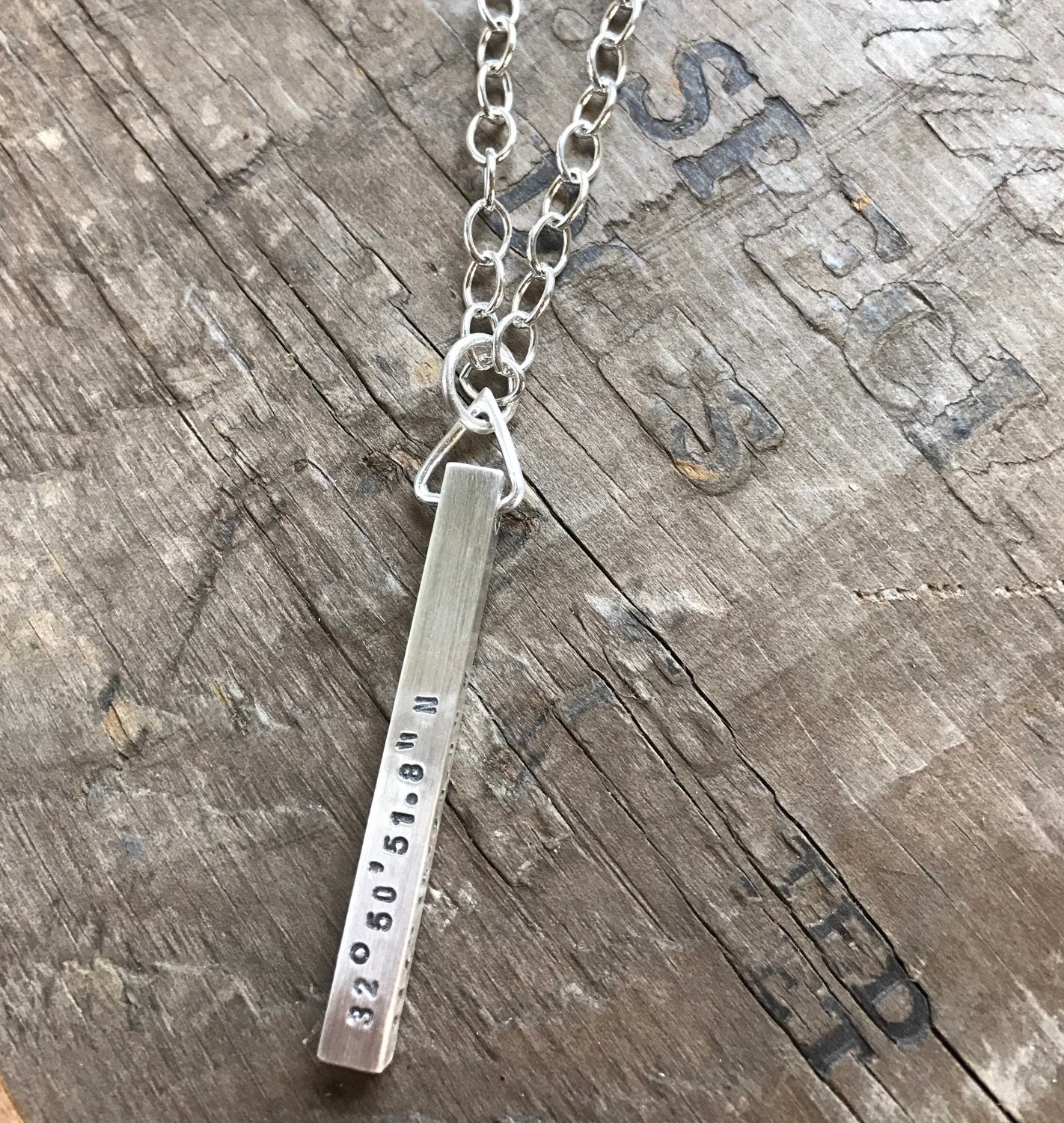 Fathers Day Men's Personalized Necklace Sterling Silver SOLID Bar
