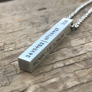 Bar Necklace Mens Personalized Necklace Stainless Steel Bar Necklace 4 Sided Dad Hipster Daddy Necklace bar dad mens gift
