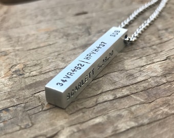 Bar Necklace Mens Personalized Necklace Stainless Steel Bar Necklace 4 Sided Dad Hipster Daddy Necklace bar dad mens gift