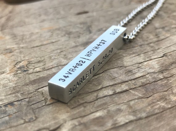 Bar Necklace Mens Personalized Necklace Stainless Steel Bar Necklace 4 Sided Dad Hipster Daddy Necklace bar dad mens gift